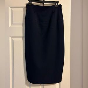 Black Halo Pencil Skirt - Navy blue, zipper closure with belt